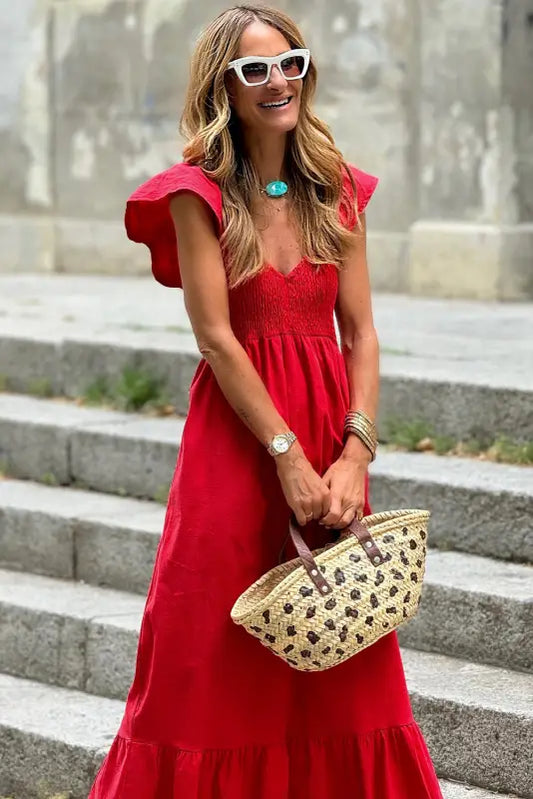 Scarlet elegance maxi dress - bold & chic style | fashionfitz