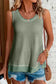 Sea green scoop neck waffle knit flowy vest - tops/tank tops