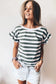 Sea Green Striped V Neck Ruffle Sleeve Top - Fashionfitz