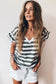 Sea Green Striped V Neck Ruffle Sleeve Top - Fashionfitz