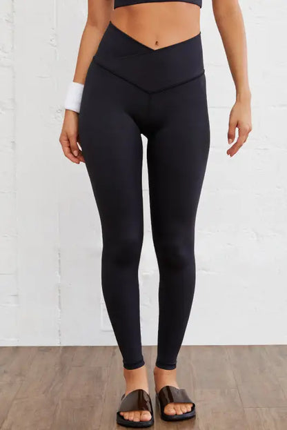 Seamless active leggings - black arched waist - s / 75% polyamide + 25% elastane