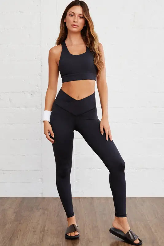 Seamless active leggings - black arched waist