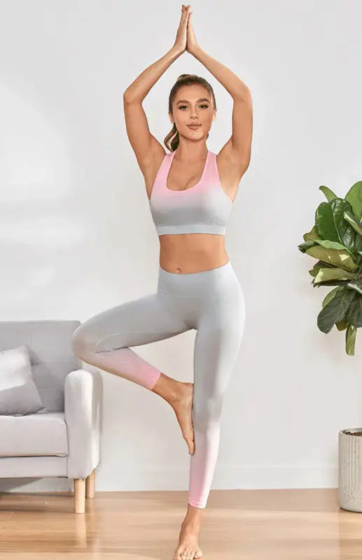 Seamless breathable moisture wicking bra yoga set - activewear leggings sets
