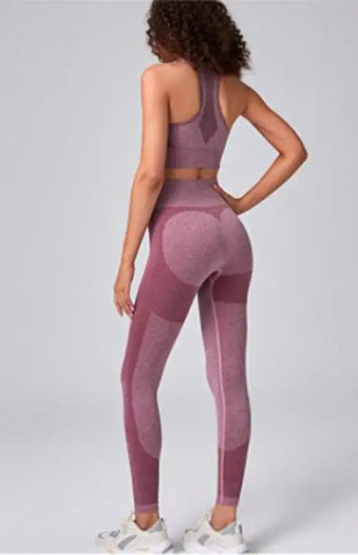 Seamless mesh quick dry bra yoga set - activewear leggings sets