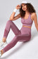 Seamless mesh quick dry bra yoga set - activewear leggings sets