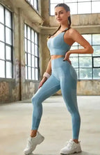 Seamless Mesh Quick Dry Bra Yoga Set - Fashionfitz