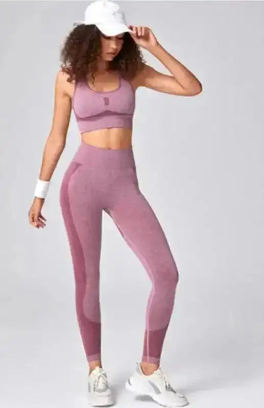 Seamless Mesh Quick Dry Bra Yoga Set - Fashionfitz