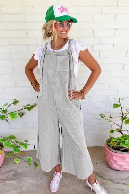 Self-tie strap wide-leg overalls | women’s | fashionfitz