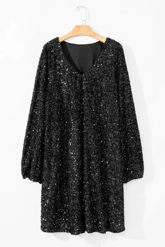 Sequin elegance plus dress | dazzle in comfort