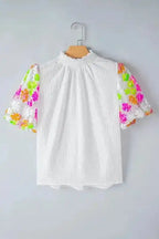 Sequin Flower Puff Sleeve Top on a hanger - Fashionfitz