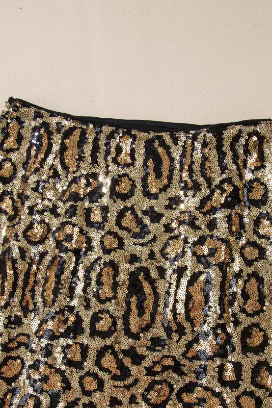 Sequin leopard club skirt