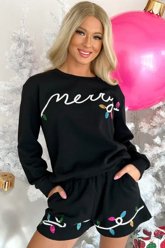 Sequin merry co-ord set | christmas loungewear sets