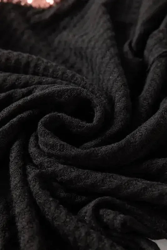 Sequin Patchwork Bell Sleeve Tunic Top - Fashionfitz