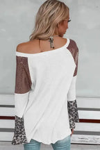 Sequin Patchwork Bell Sleeve Tunic Top - Fashionfitz