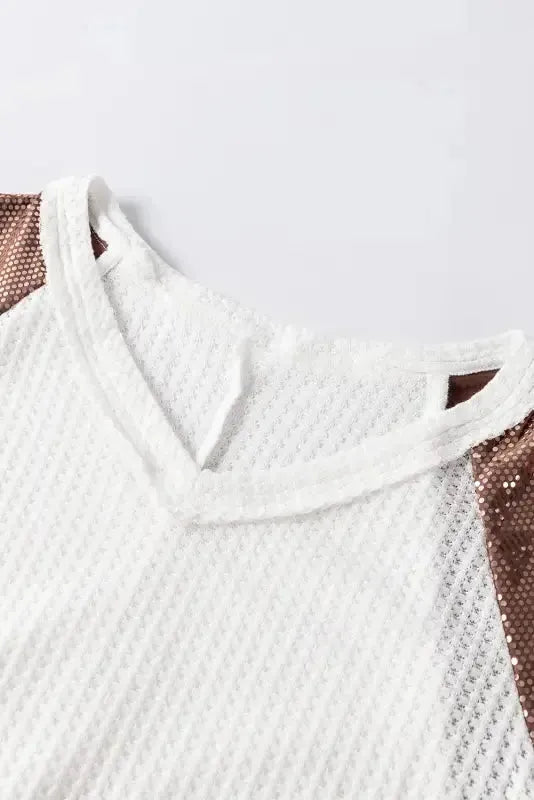 Sequin Patchwork Bell Sleeve Tunic Top - Fashionfitz