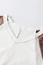 Sequin Patchwork Bell Sleeve Tunic Top - Fashionfitz