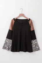 Sequin Patchwork Bell Sleeve Tunic Top - Fashionfitz