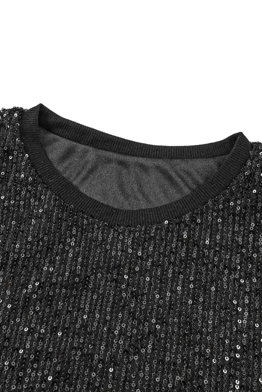 Sequin round neck tank top - tops