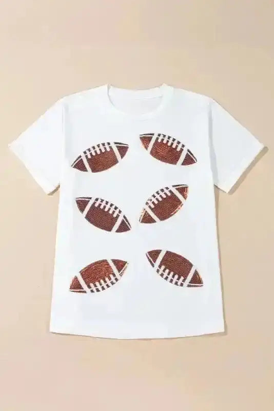 Graphic Tees Sequin Squad Rugby Cotton T-Shirt