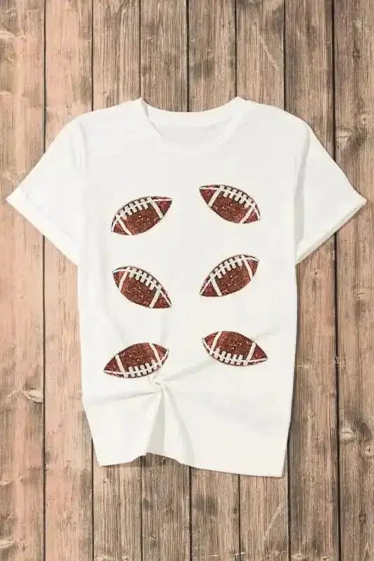 Graphic Tees Sequin Squad Rugby Cotton T-Shirt