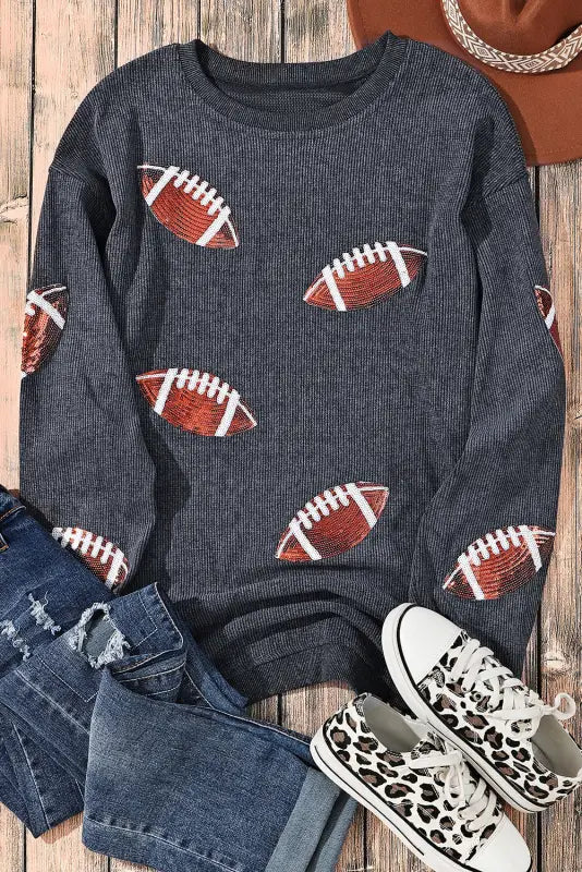 Sequin rugby graphic sweatshirt - sweatshirts