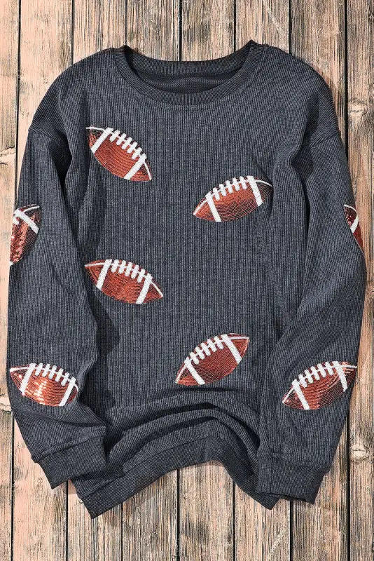 Sequin rugby graphic sweatshirt - sweatshirts