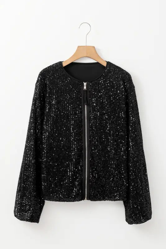 Sequin swirl zip-up jacket | women’s jackets | fashionfitz