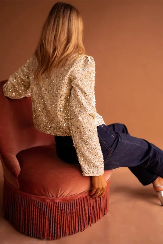 Sequined splendor cropped jacket