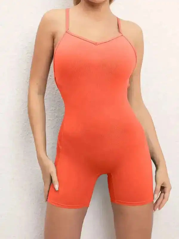 Sexy buttocks yoga pants sports one-piece fitness pants open back cross jumpsuit - Fashionfitz