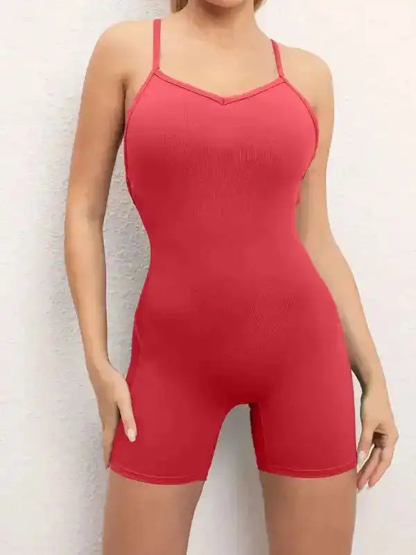 Sexy buttocks yoga pants sports one-piece fitness pants open back cross jumpsuit - Fashionfitz
