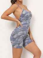 Sexy buttocks yoga pants sports one-piece fitness pants open back cross jumpsuit - Fashionfitz