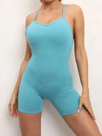 Sexy buttocks yoga pants sports one-piece fitness pants open back cross jumpsuit - Fashionfitz