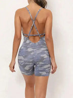 Sexy buttocks yoga pants sports one-piece fitness pants open back cross jumpsuit - Fashionfitz