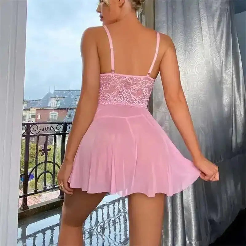 Sexy Lace Chemise Nightgown With Big Bow - Fashionfitz