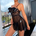 Sexy Lace Chemise Nightgown With Big Bow - Fashionfitz