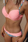 Sexy pink padded gather push-up bikini set - bikinis