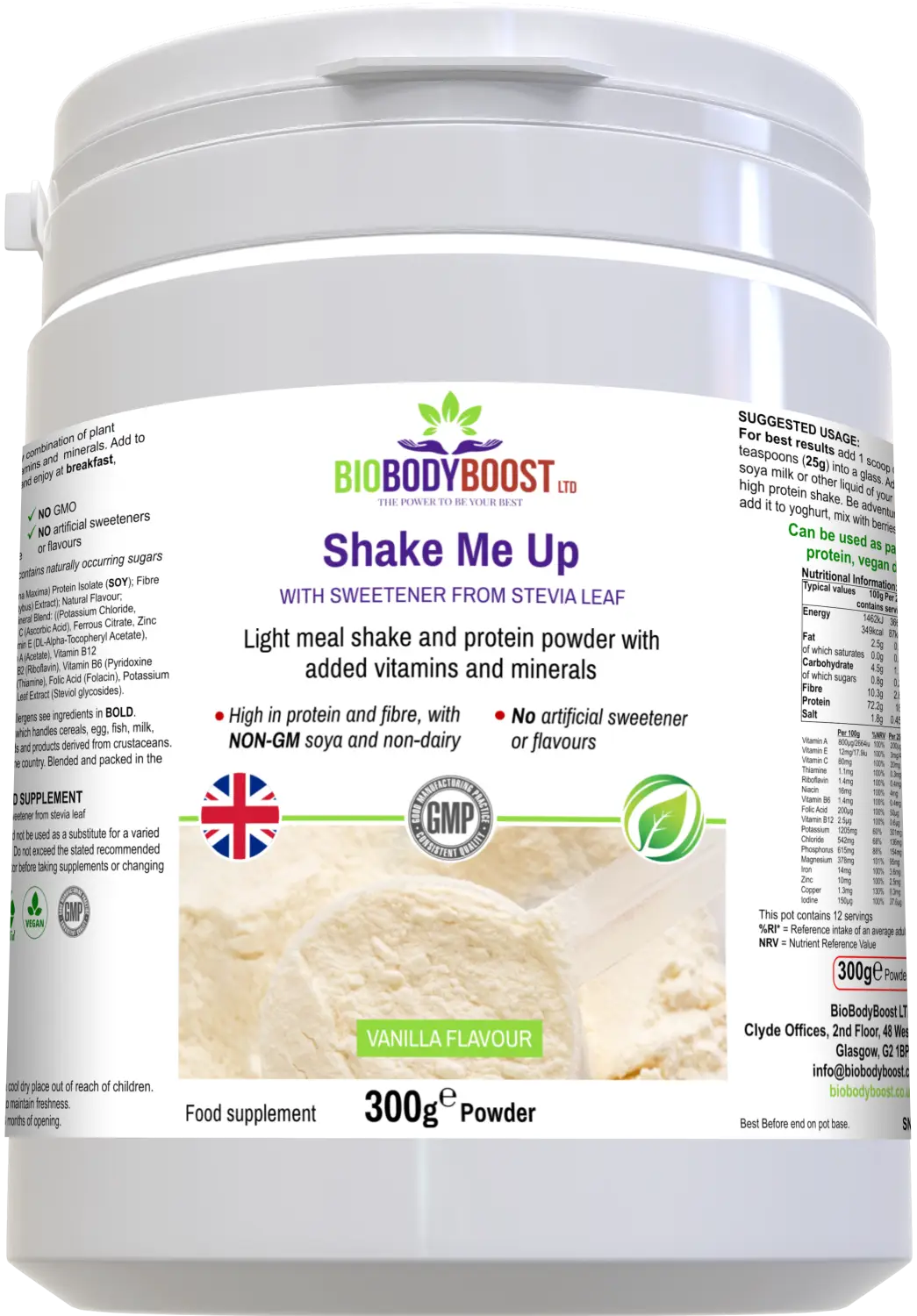 Shake me up (vanilla flavour) vegan protein powder blend - diet shakes