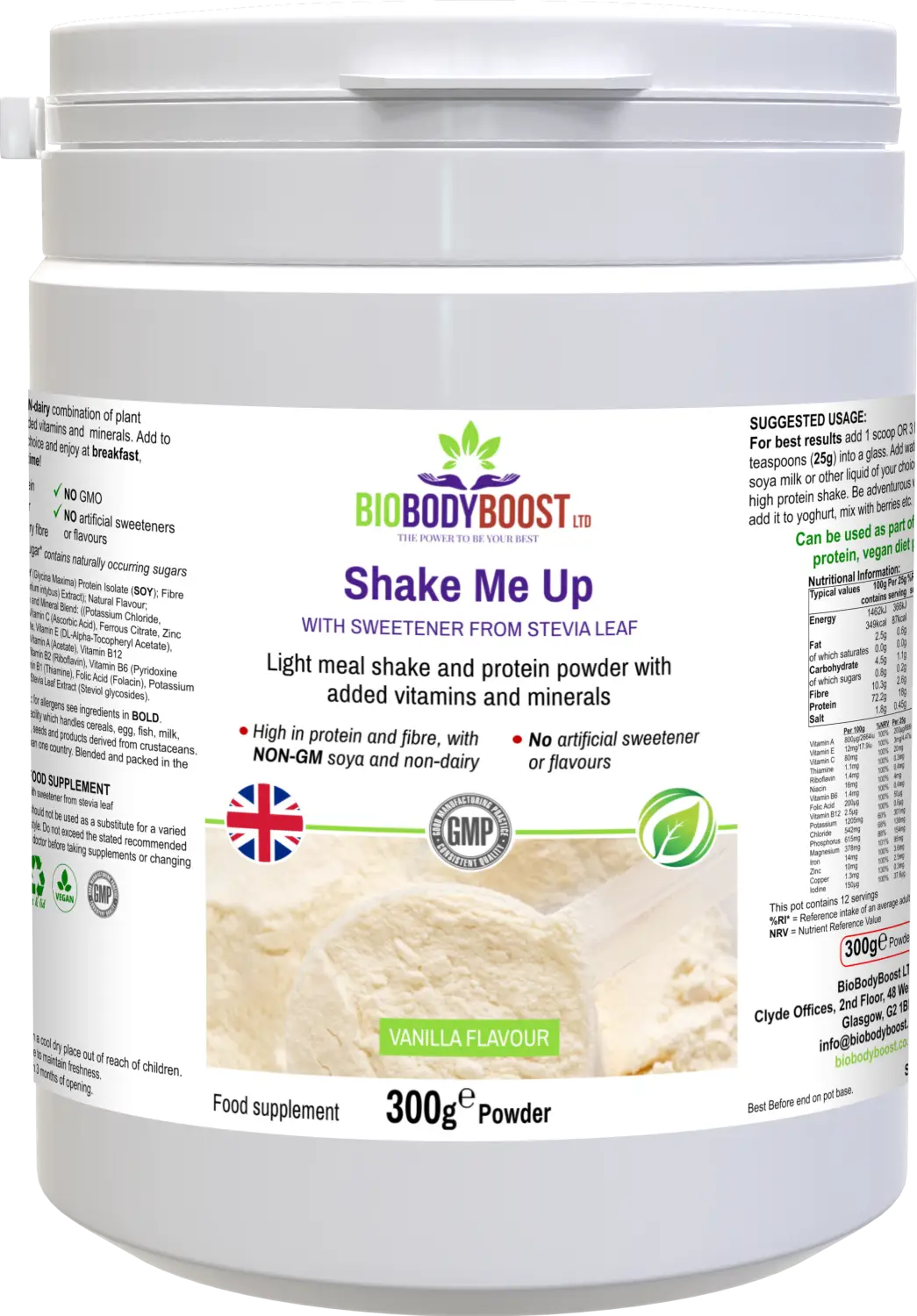 Shake me up (vanilla flavour) vegan protein powder blend - diet shakes