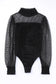 Black sheer dotty long sleeve ribbed velvet bodysuit - tops