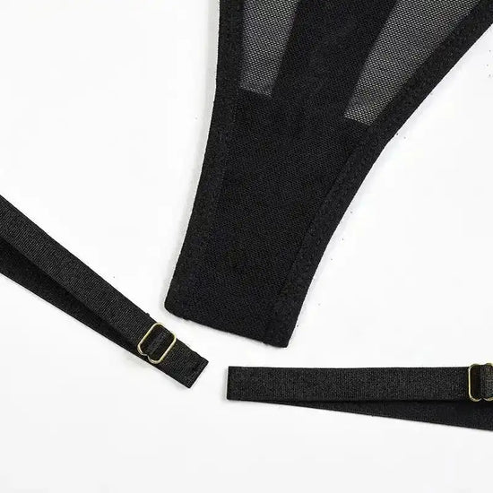 Sheer Mesh Leopard Print Sexy Bustier Set - Fashionfitz