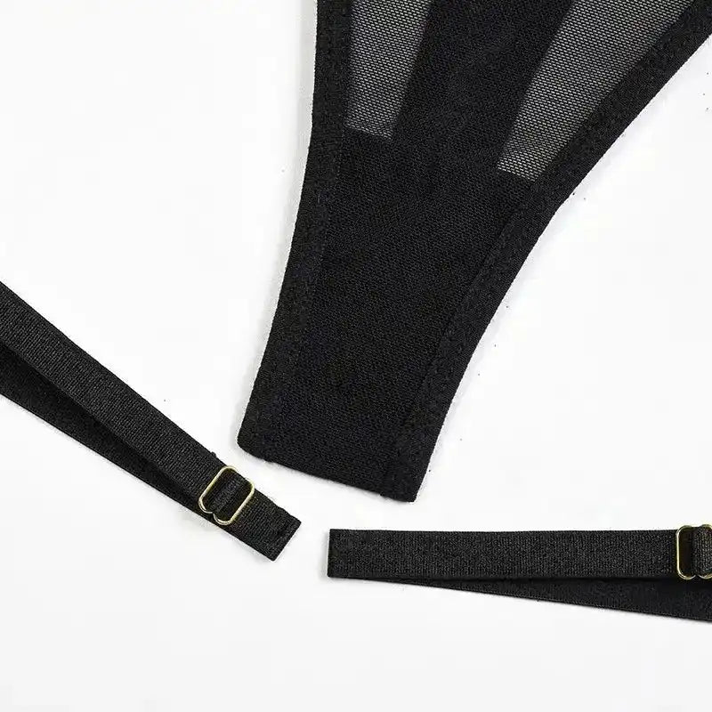 Sheer Mesh Leopard Print Sexy Bustier Set - Fashionfitz