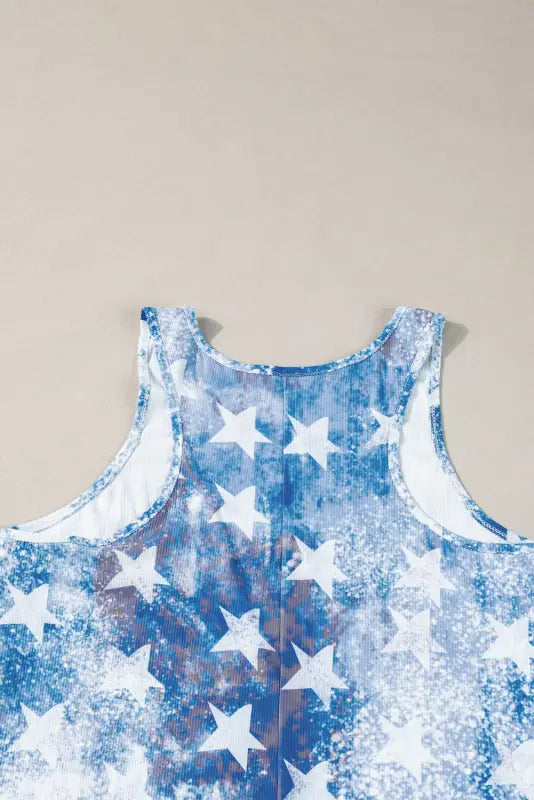 Shift tank top - blue vintage washed flag print - tops/tank tops