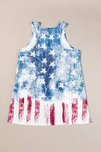 Shift Tank Top - Blue Vintage Washed Flag Print - Fashionfitz