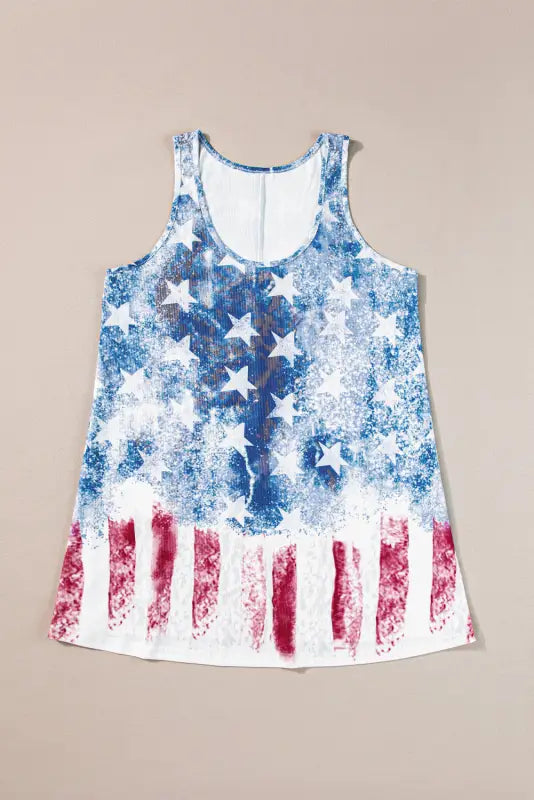 Shift tank top - blue vintage washed flag print - tops/tank tops