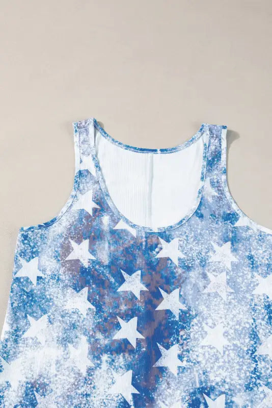 Shift tank top - blue vintage washed flag print - tops/tank tops