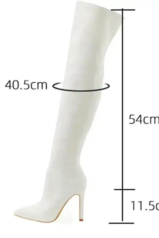 Shiny Stiletto High Heels Over-the-Knee Boots - Fashionfitz