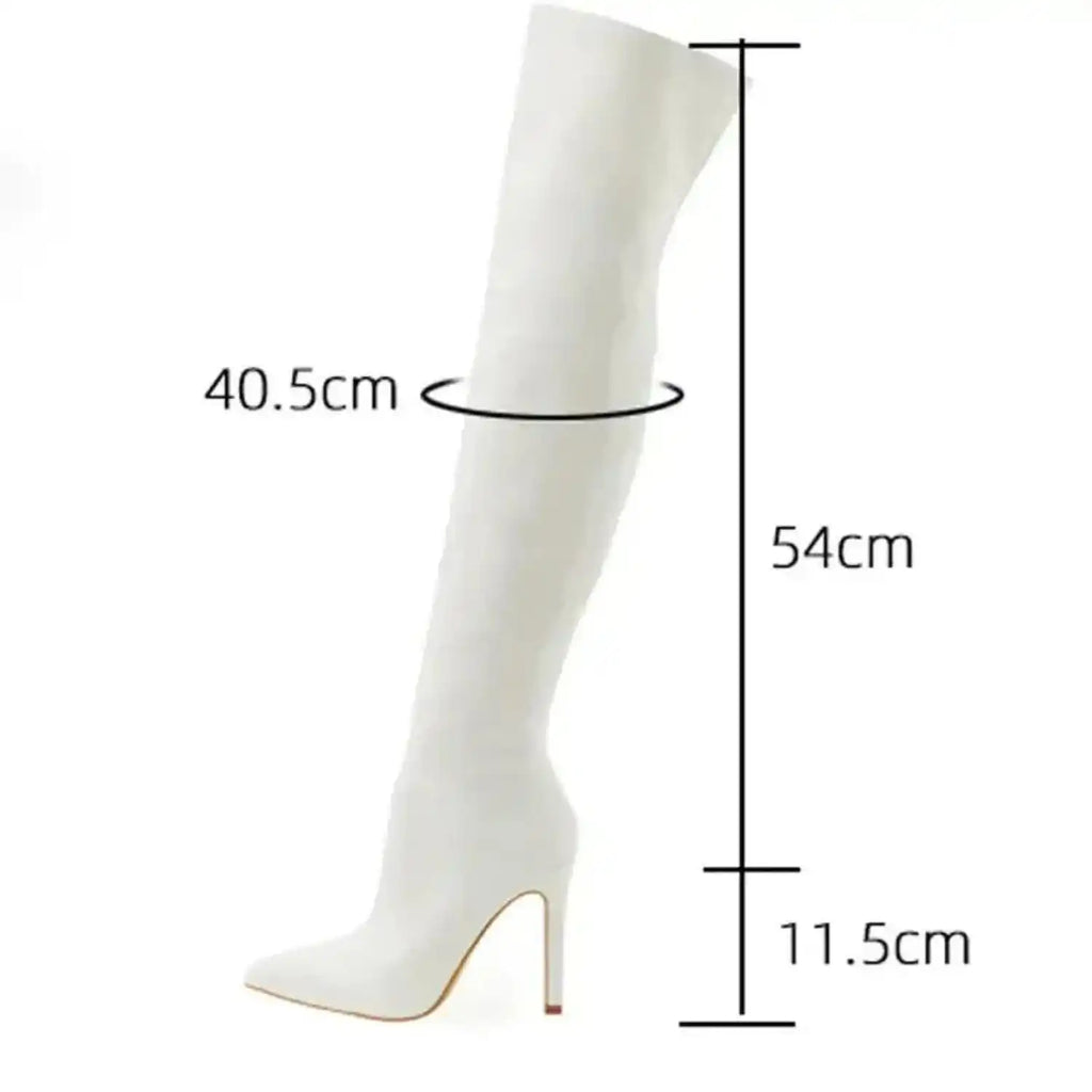 Shiny Stiletto High Heels Over-the-Knee Boots - Fashionfitz