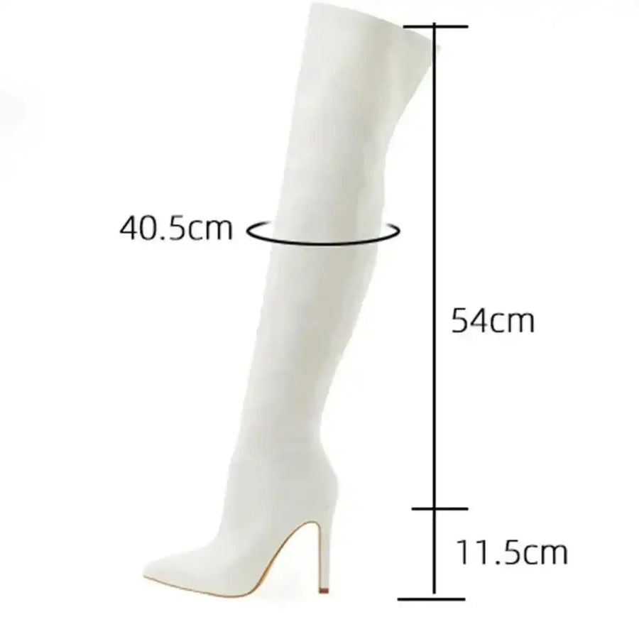 Shiny Stiletto High Heels Over-the-Knee Boots - Fashionfitz