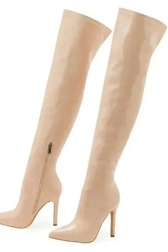 Shiny Stiletto High Heels Over-the-Knee Boots - Fashionfitz