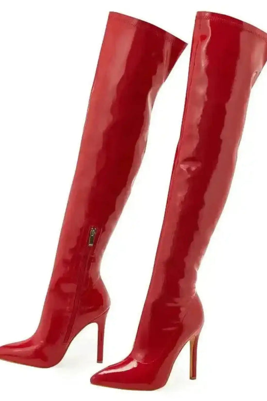 Shiny Stiletto High Heels Over-the-Knee Boots - Fashionfitz
